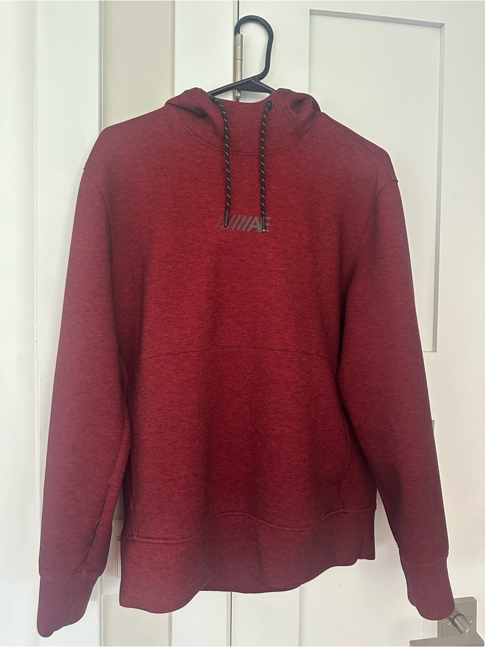 American Eagle Red Pullover Hoodie with Black Logo